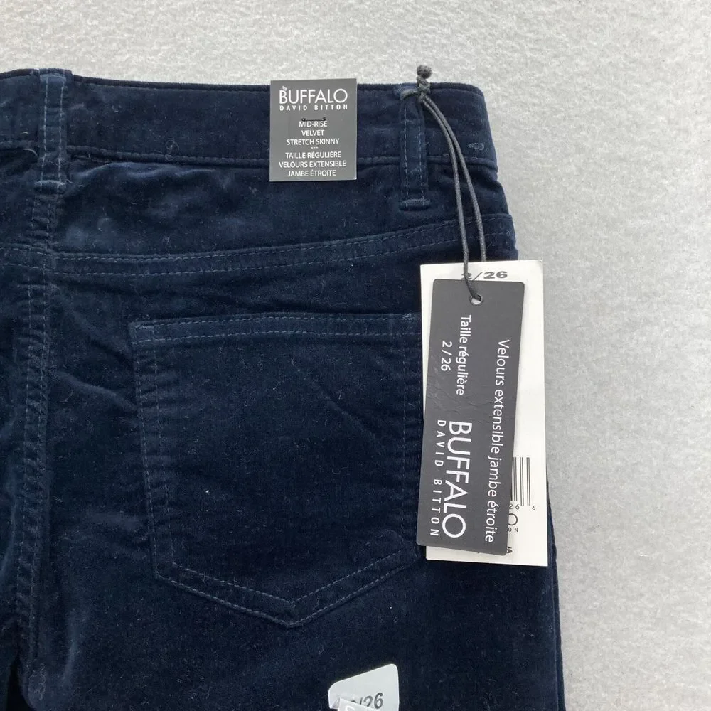 Buffalo David Bitton Marvel‎ Velvet Skinny Ankle Pants Women's 2/26 Blue Stretch - Picture 12 of 13